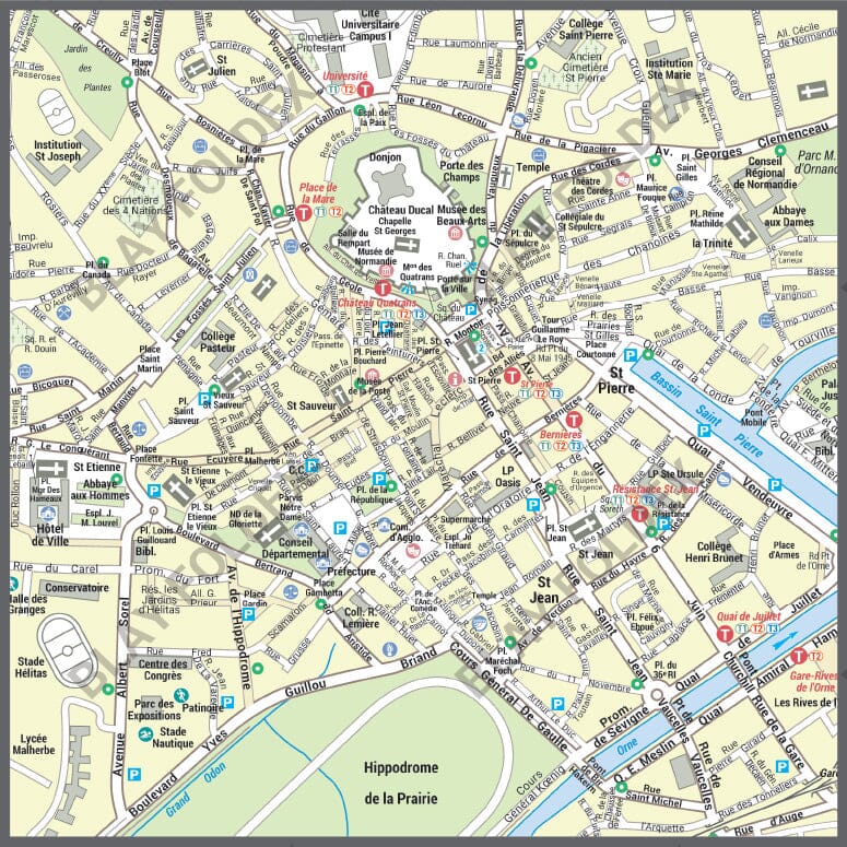 Poster de ville - Caen (60 x 80 cm) | Blay Foldex carte murale hors dimensions Blay Foldex 