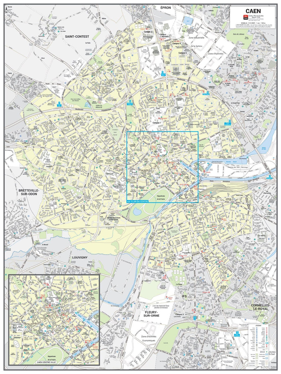 Poster de ville - Caen (60 x 80 cm) | Blay Foldex carte murale hors dimensions Blay Foldex 