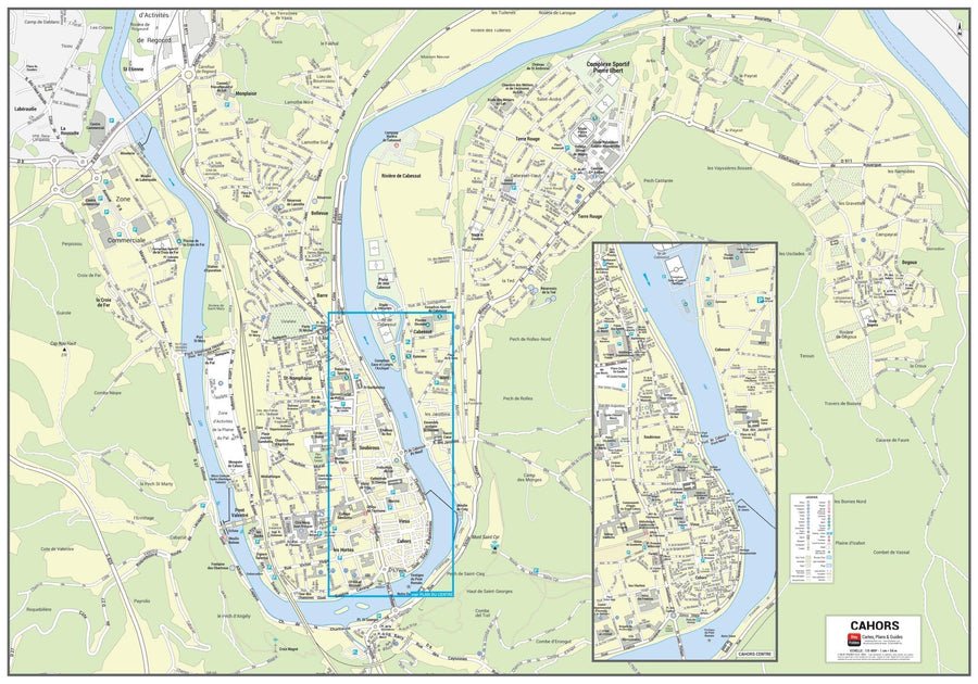 Poster de ville - Cahors (100 x 70 cm) | Blay Foldex carte murale hors dimensions Blay Foldex 