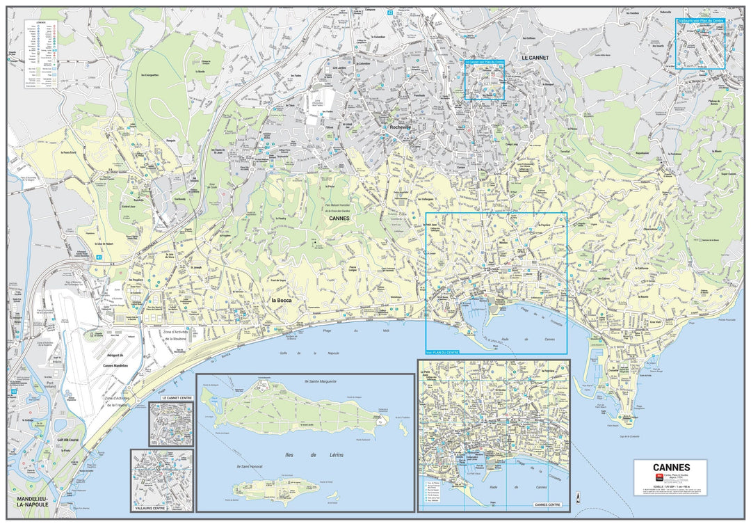 Poster de ville - Cannes (100 x 70 cm) | Blay Foldex carte murale hors dimensions Blay Foldex 
