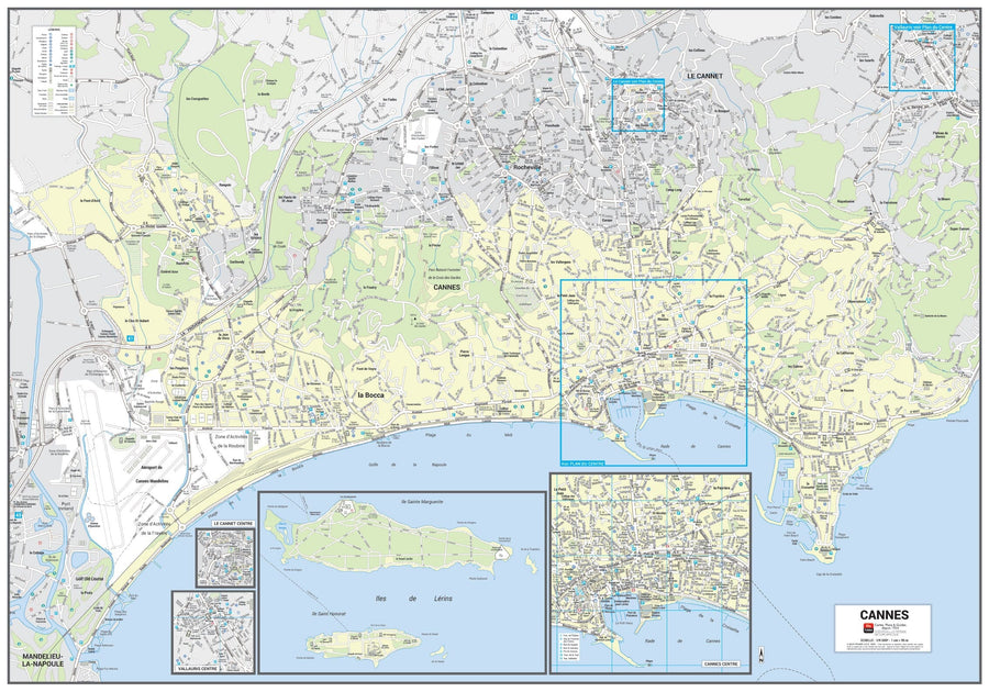 Poster de ville - Cannes (100 x 70 cm) | Blay Foldex carte murale hors dimensions Blay Foldex 