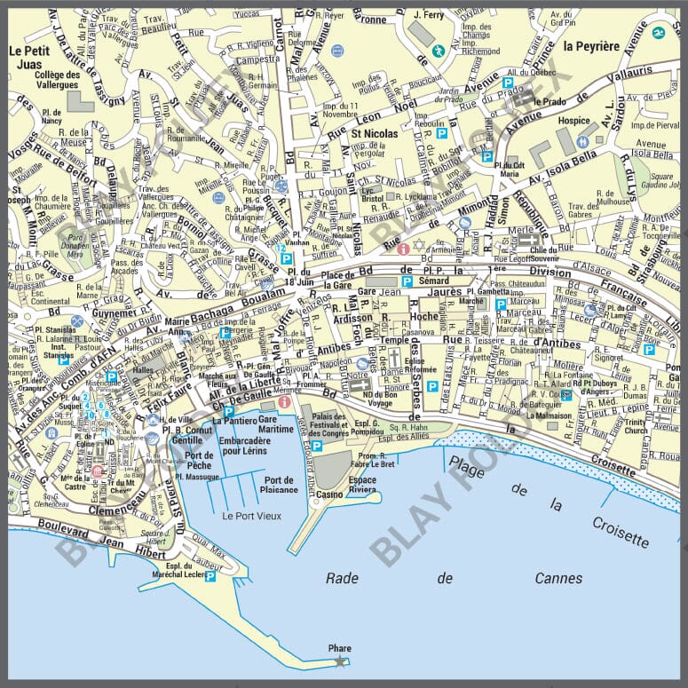 Poster de ville - Cannes (100 x 70 cm) | Blay Foldex carte murale hors dimensions Blay Foldex 
