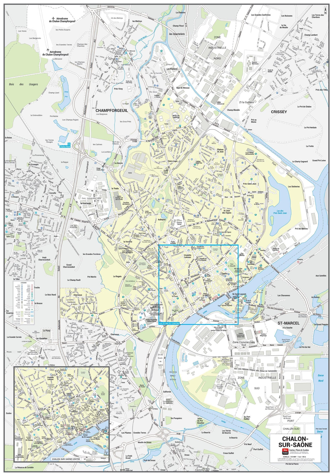 Poster de ville - Chalon-sur-Saône (70 x 100 cm) | Blay Foldex carte murale hors dimensions Blay Foldex 