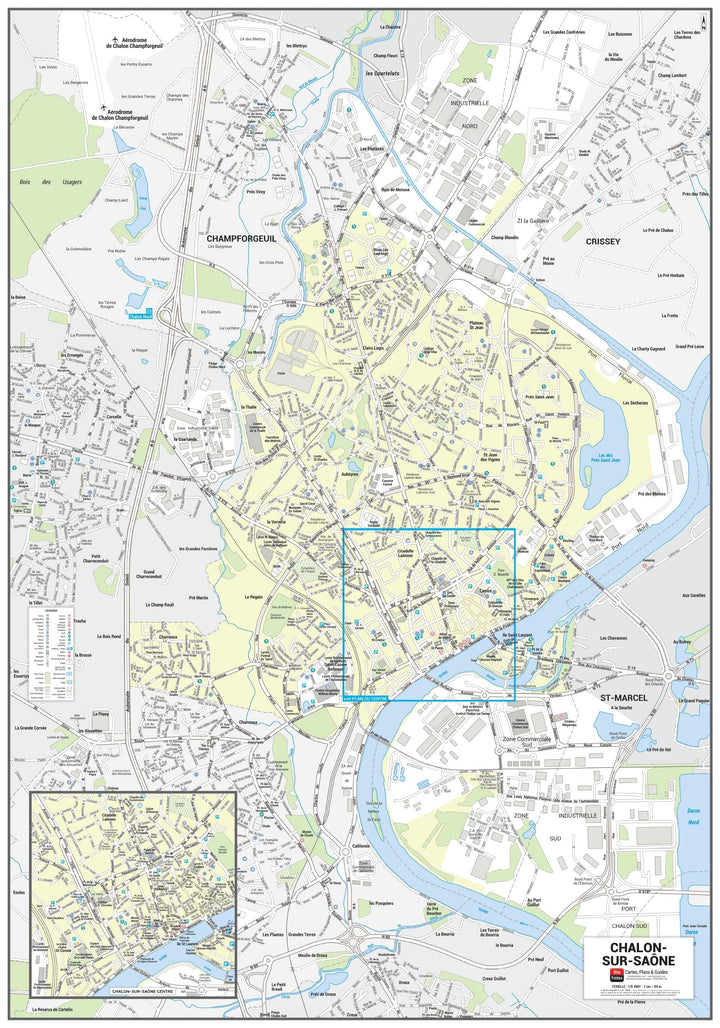 Poster de ville - Chalon-sur-Saône (70 x 100 cm) | Blay Foldex carte murale hors dimensions Blay Foldex 