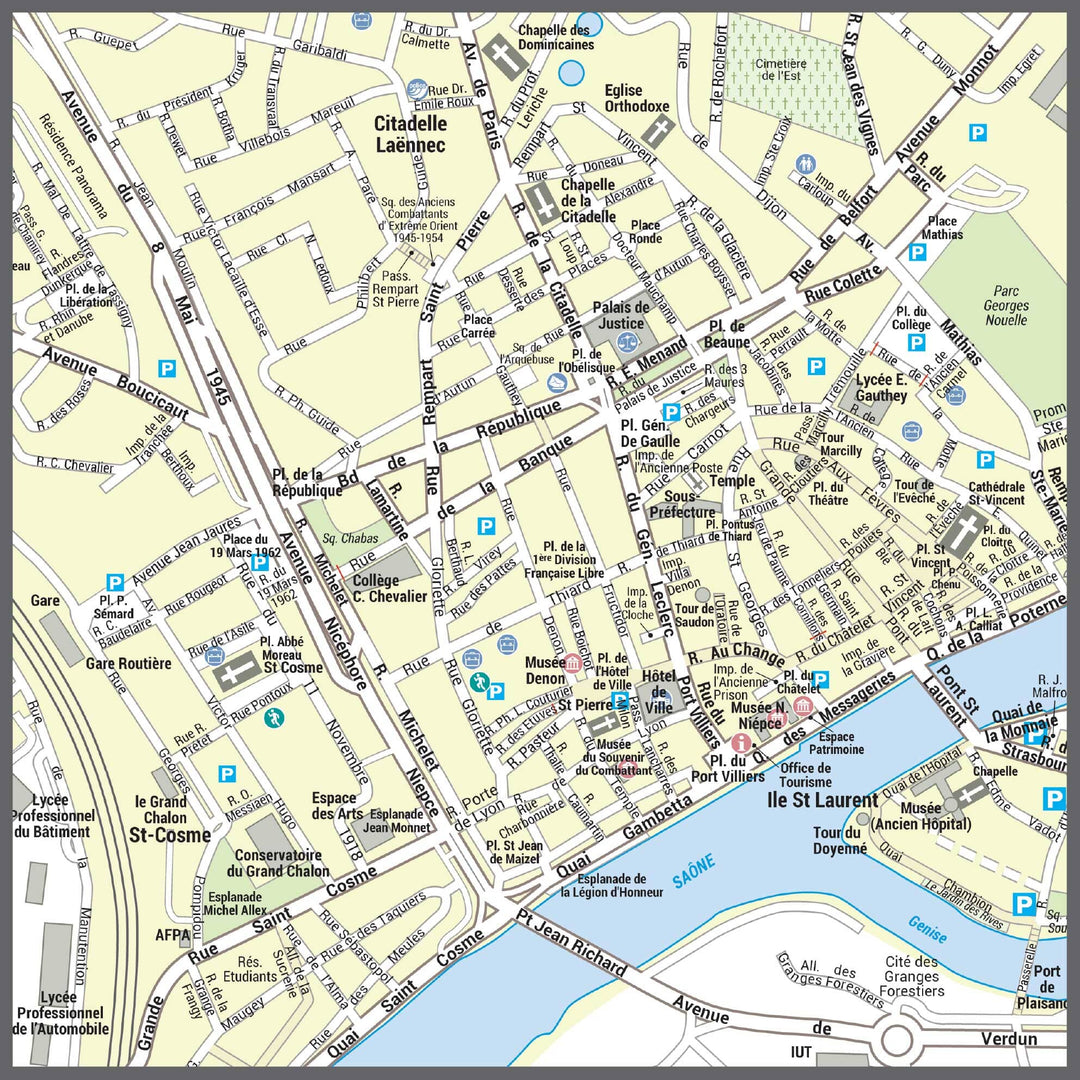 Poster de ville - Chalon-sur-Saône (70 x 100 cm) | Blay Foldex carte murale hors dimensions Blay Foldex 