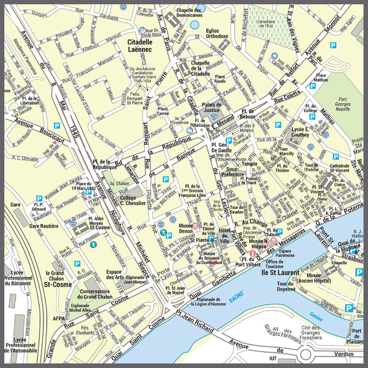 Poster de ville - Chalon-sur-Saône (70 x 100 cm) | Blay Foldex carte murale hors dimensions Blay Foldex 