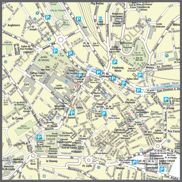 Poster de ville - Chambéry (100 x 70 cm) | Blay Foldex carte murale hors dimensions Blay Foldex 