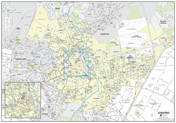 Poster de ville - Chartres (100 x 70 cm) | Blay Foldex carte murale hors dimensions Blay Foldex 