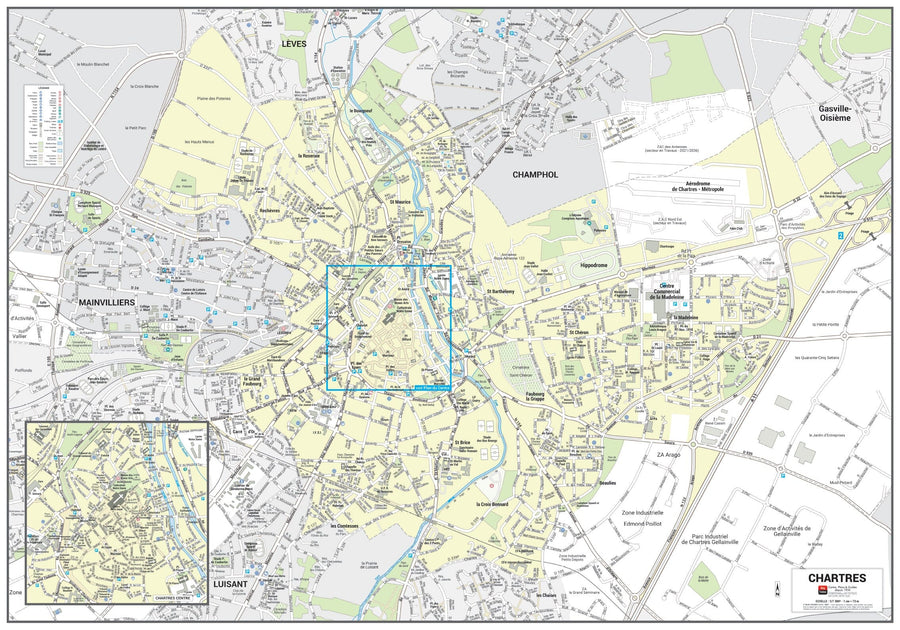 Poster de ville - Chartres (100 x 70 cm) | Blay Foldex carte murale hors dimensions Blay Foldex 