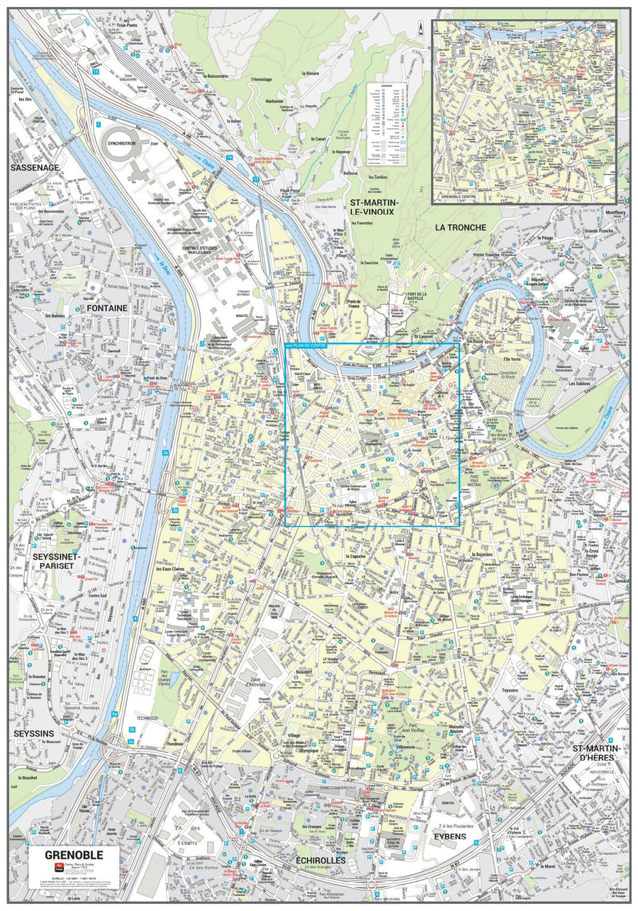 Poster de ville - Grenoble (100 x 70 cm) | Blay Foldex carte murale hors dimensions Blay Foldex 