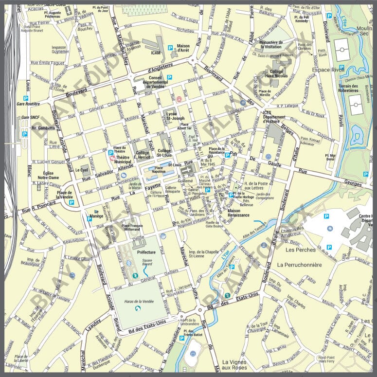 Poster de ville - La Roche-sur-Yon (100 x 70 cm) | Blay Foldex carte murale hors dimensions Blay Foldex 