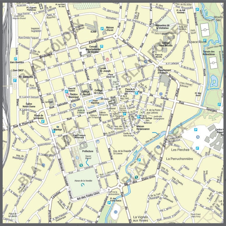 Poster de ville - La Roche-sur-Yon (100 x 70 cm) | Blay Foldex carte murale hors dimensions Blay Foldex 