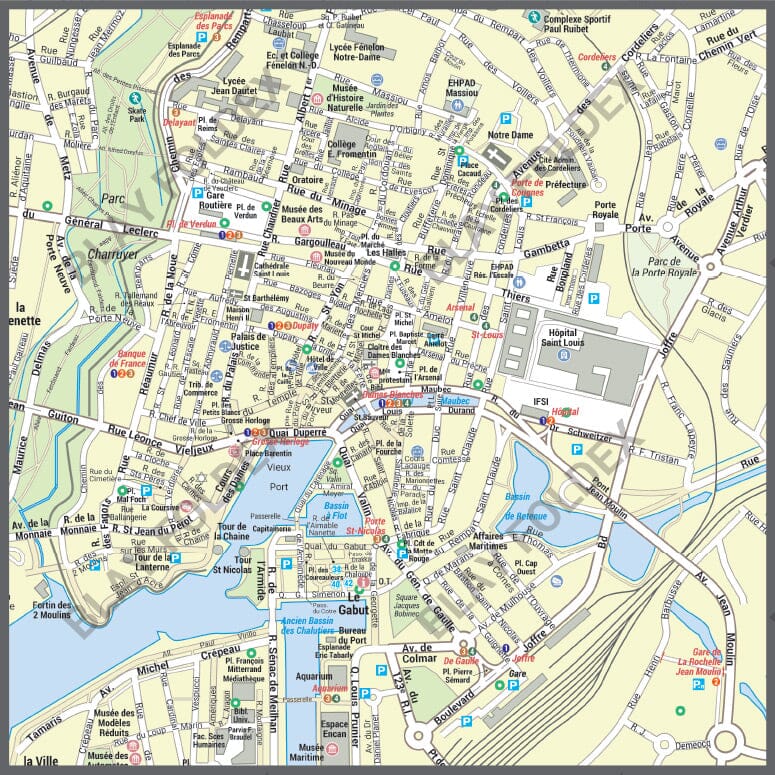 Poster de ville - La Rochelle (100 x 70 cm) | Blay Foldex carte murale hors dimensions Blay Foldex 