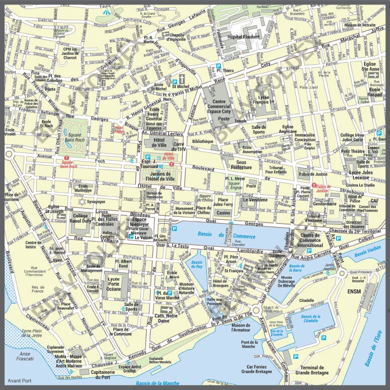 Poster de ville - Le Havre (100 x 70 cm) | Blay Foldex carte murale hors dimensions Blay Foldex 