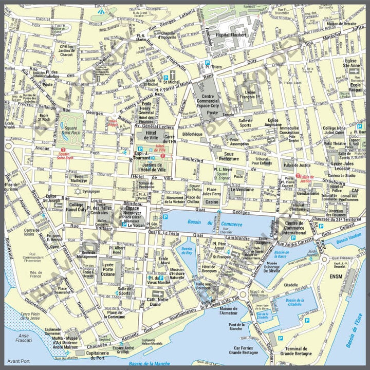 Poster de ville - Le Havre (100 x 70 cm) | Blay Foldex carte murale hors dimensions Blay Foldex 