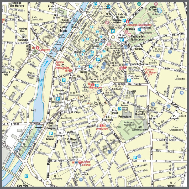 Poster de ville - Le Mans (70 x 100 cm) | Blay Foldex carte murale hors dimensions Blay Foldex 