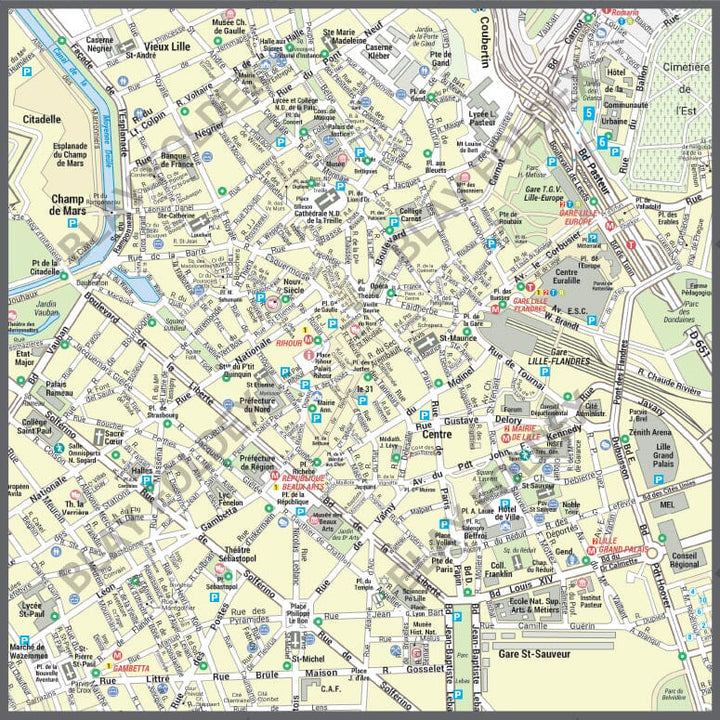Poster de ville - Lille (105 x 70 cm) | Blay Foldex carte murale hors dimensions Blay Foldex 