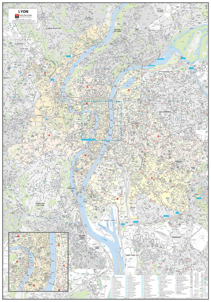 Poster de ville - Lyon (70 x 100 cm) | Blay Foldex carte murale hors dimensions Blay Foldex 