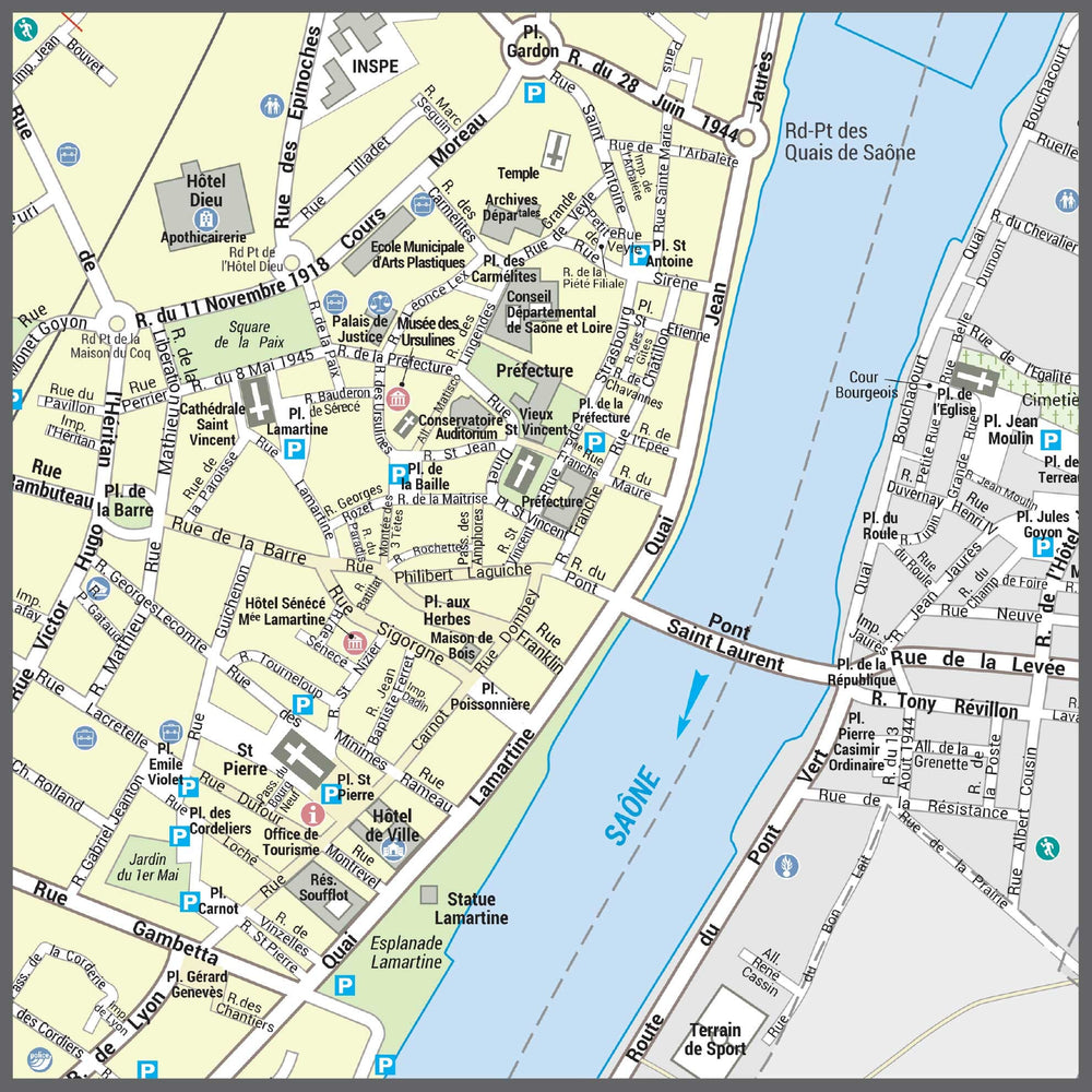 Poster de ville - Mâcon (70 x 100 cm) | Blay Foldex carte murale hors dimensions Blay Foldex 