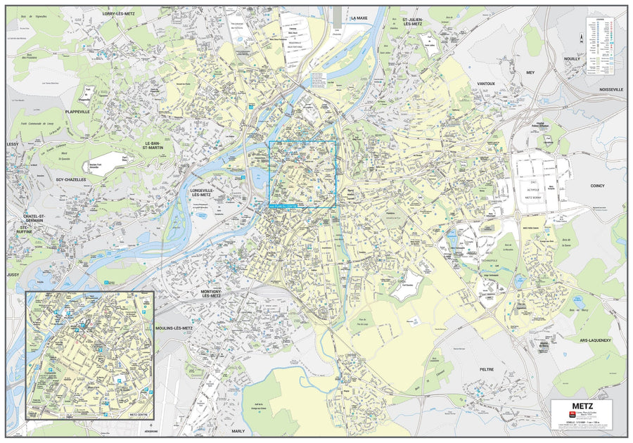 Poster de ville - Metz (100 x 70 cm) | Blay Foldex carte murale hors dimensions Blay Foldex 