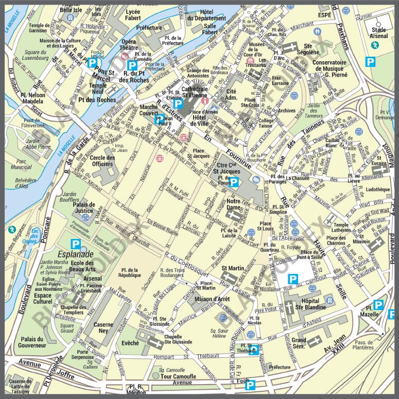 Poster de ville - Metz (100 x 70 cm) | Blay Foldex carte murale hors dimensions Blay Foldex 