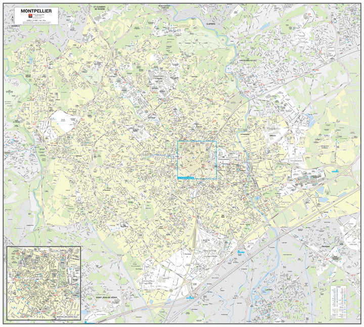 Poster de ville - Montpellier (100 x 90 cm) | Blay Foldex carte murale hors dimensions Blay Foldex 