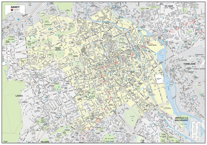 Poster de ville - Nancy (100 x 70 cm) | Blay Foldex carte murale hors dimensions Blay Foldex 