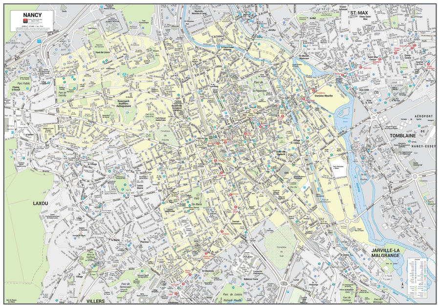 Poster de ville - Nancy (100 x 70 cm) | Blay Foldex carte murale hors dimensions Blay Foldex 