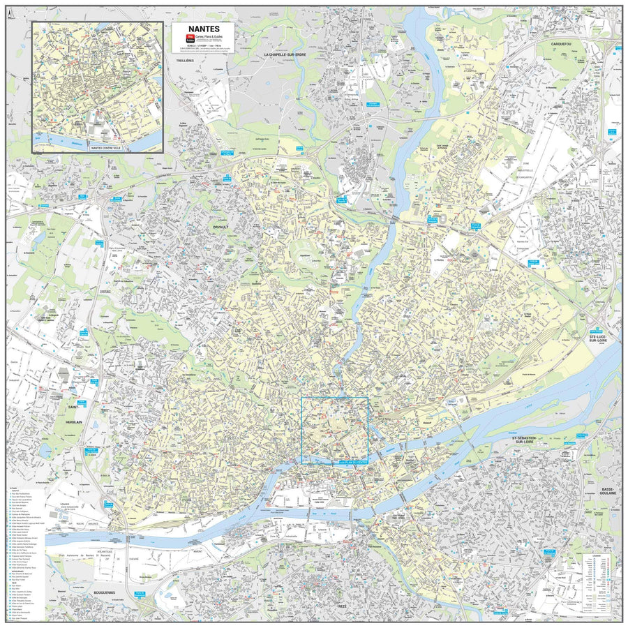 Poster de ville - Nantes (97 x 97 cm) | Blay Foldex carte murale hors dimensions Blay Foldex 