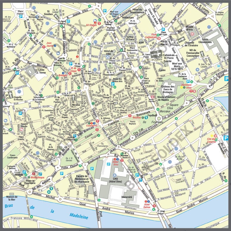 Poster de ville - Nantes (97 x 97 cm) | Blay Foldex carte murale hors dimensions Blay Foldex 