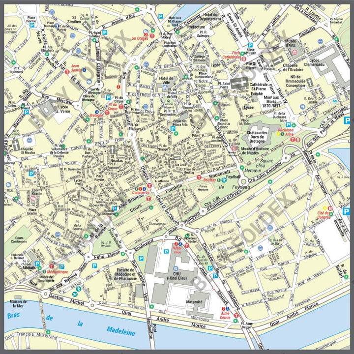 Poster de ville - Nantes (97 x 97 cm) | Blay Foldex carte murale hors dimensions Blay Foldex 