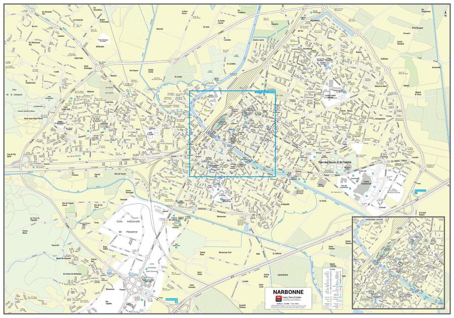 Poster de ville - Narbonne (100 x 70 cm) | Blay Foldex carte murale hors dimensions Blay Foldex 