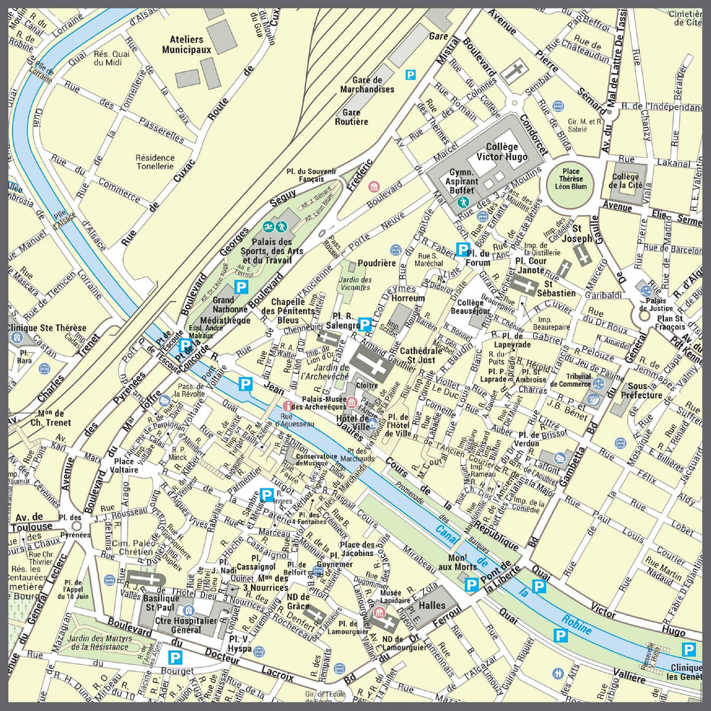 Poster de ville - Narbonne (100 x 70 cm) | Blay Foldex carte murale hors dimensions Blay Foldex 