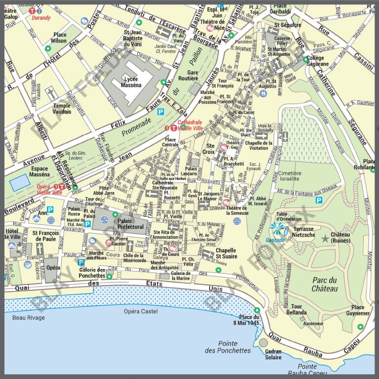 Poster de ville - Nice (95 x 100 cm) | Blay Foldex carte murale hors dimensions Blay Foldex 