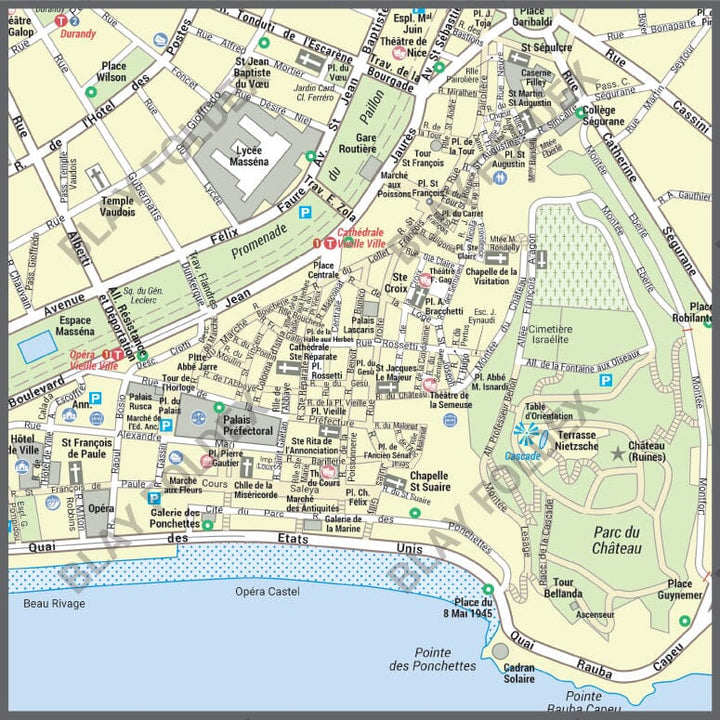 Poster de ville - Nice (95 x 100 cm) | Blay Foldex carte murale hors dimensions Blay Foldex 