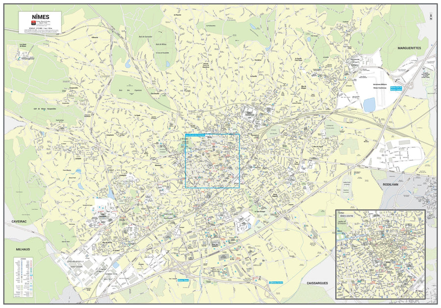 Poster de ville - Nîmes (100 x 70 cm) | Blay Foldex carte murale hors dimensions Blay Foldex 