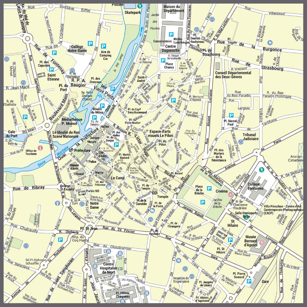 Poster de ville - Niort (70 x 70 cm) | Blay Foldex carte murale hors dimensions Blay Foldex 