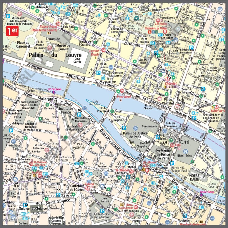 Poster de ville - Paris (140 x 107 cm) | Blay Foldex carte murale hors dimensions Blay Foldex 