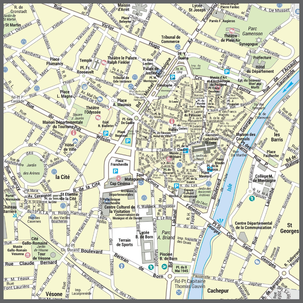 Poster de ville - Périgueux (100 x 70 cm) | Blay Foldex carte murale hors dimensions Blay Foldex 