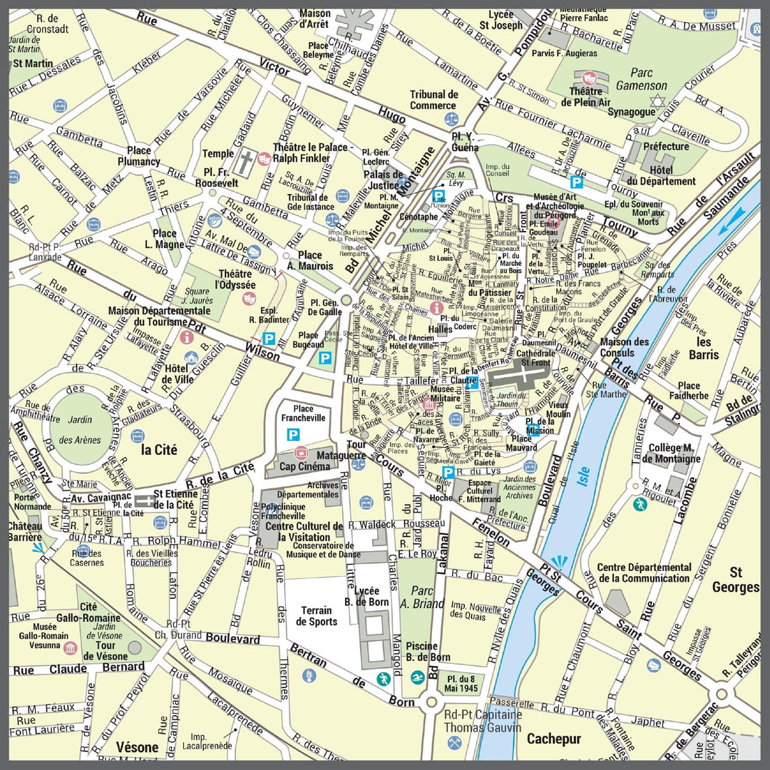 Poster de ville - Périgueux (100 x 70 cm) | Blay Foldex carte murale hors dimensions Blay Foldex 