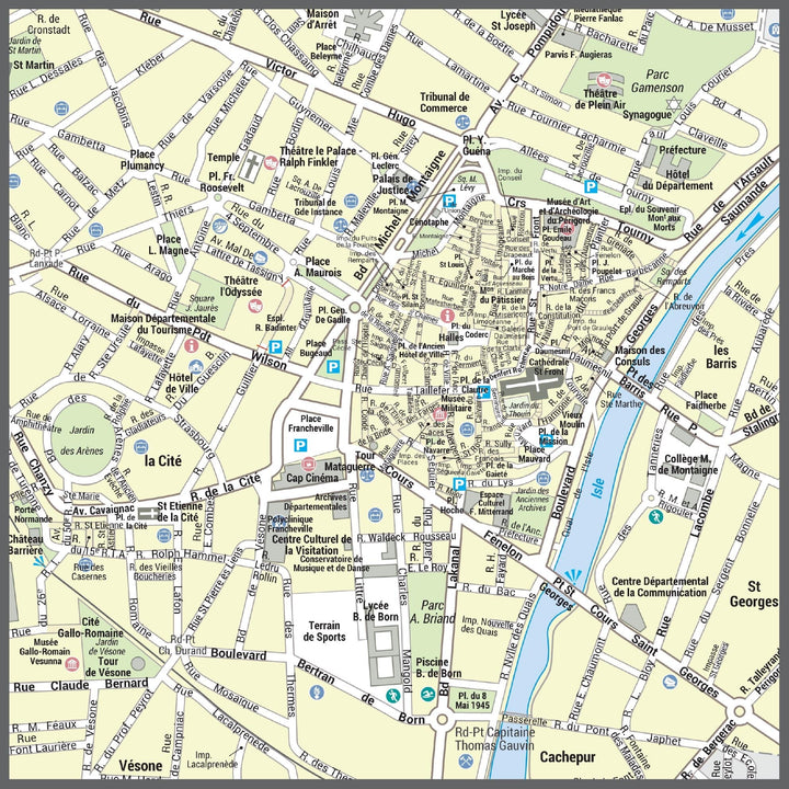 Poster de ville - Périgueux (100 x 70 cm) | Blay Foldex carte murale hors dimensions Blay Foldex 