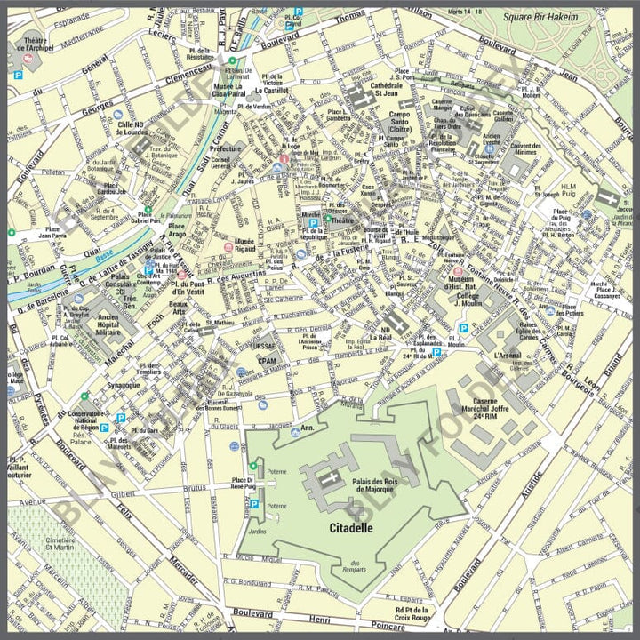 Poster de ville - Perpignan (100 x 109 cm) | Blay Foldex carte murale hors dimensions Blay Foldex 
