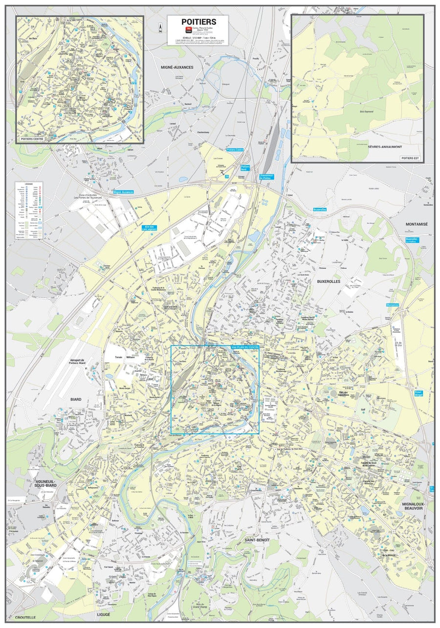 Poster de ville - Poitiers (70 x 100 cm) | Blay Foldex carte murale hors dimensions Blay Foldex 
