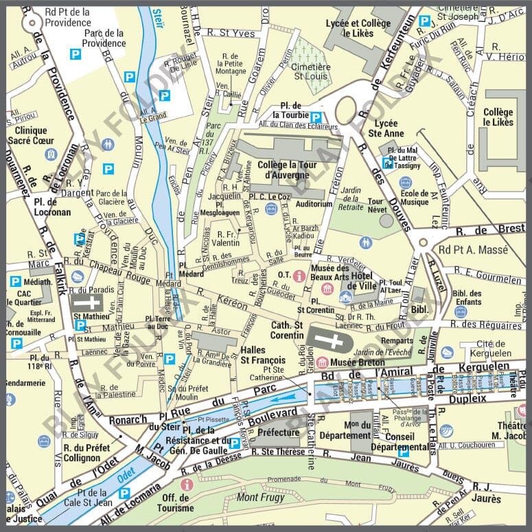 Poster de ville - Quimper (70 x 100 cm) | Blay Foldex carte murale hors dimensions Blay Foldex 