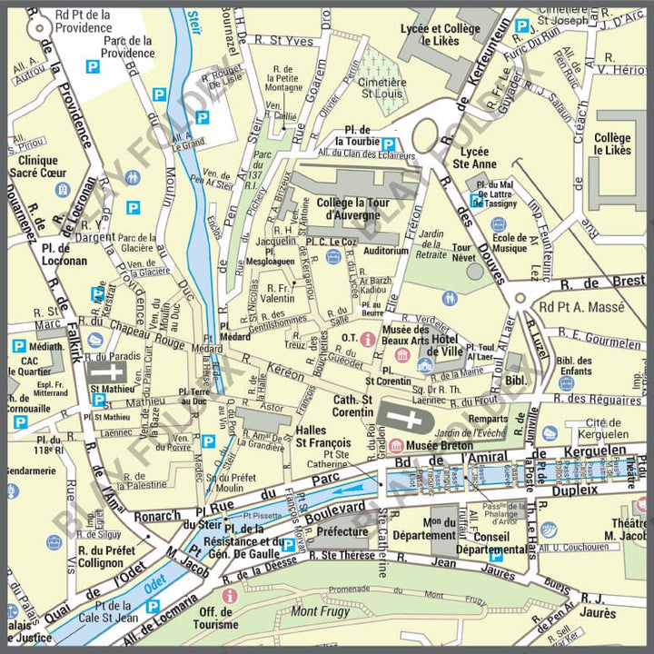 Poster de ville - Quimper (70 x 100 cm) | Blay Foldex carte murale hors dimensions Blay Foldex 