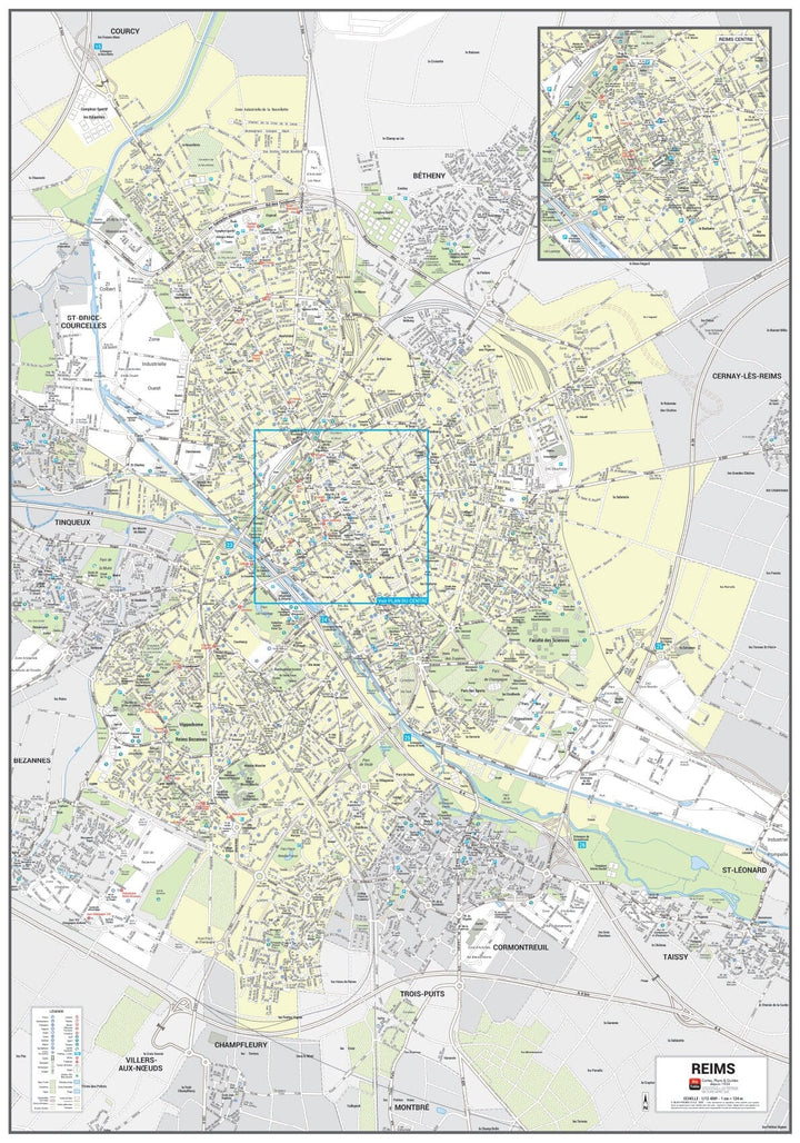 Poster de ville - Reims (70 x 100 cm) | Blay Foldex carte murale hors dimensions Blay Foldex 