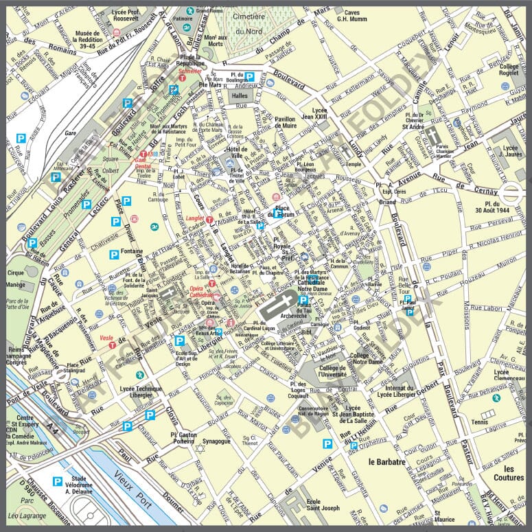 Poster de ville - Reims (70 x 100 cm) | Blay Foldex carte murale hors dimensions Blay Foldex 