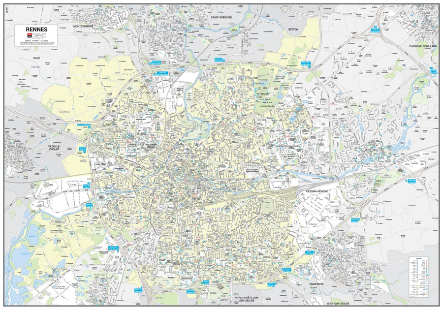 Poster de ville - Rennes (100 x 70 cm) | Blay Foldex carte murale hors dimensions Blay Foldex 