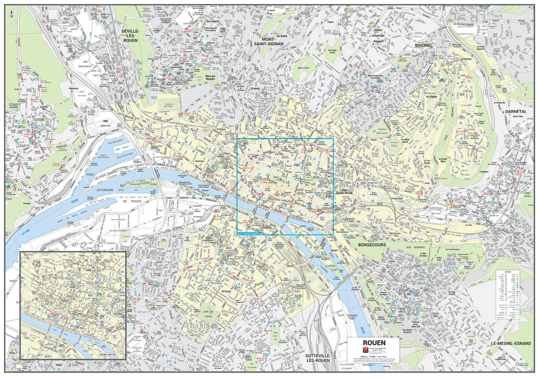 Poster de ville - Rouen (100 x 70 cm) | Blay Foldex carte murale hors dimensions Blay Foldex 