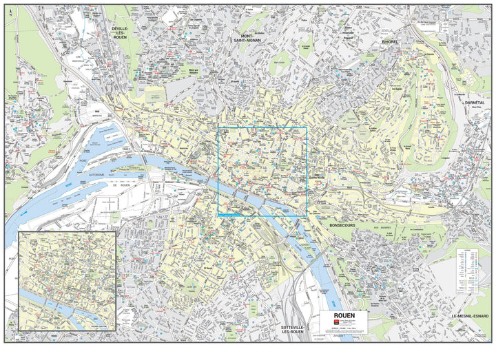 Poster de ville - Rouen (100 x 70 cm) | Blay Foldex carte murale hors dimensions Blay Foldex 